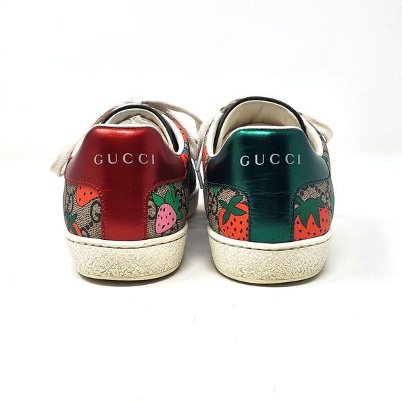 Gucci GG Supreme Monogram Logo Strawberry Lace Up Sneaker 433900 Size 36 US 6 - Picture 7 of 14